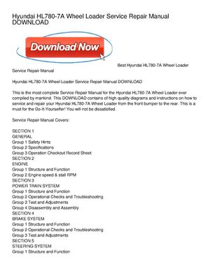 Hyundai HL780-7A Wheel Loader Service Repair Manual DOWNLOAD