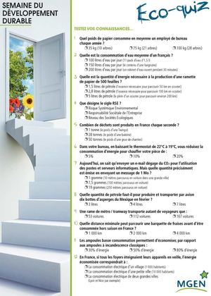 Quizz semaine du développement durable