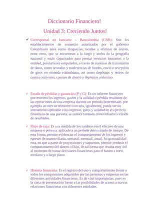 Diccionario Financiero: Unidad 3 Modulo 2
