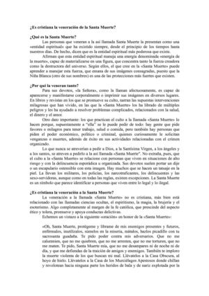 ¿Es cristiana la veneración de la Santa Muerte?