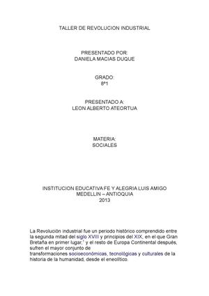 TALLER DE REVOLUCION INDUSTRIAL