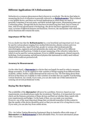 Different Applications Of A Refractometer