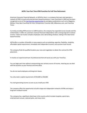 Your Part Time ATM Franchise for Full Time Retirement