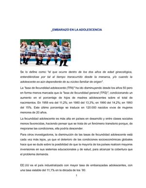 Embarazo a temprana edad   