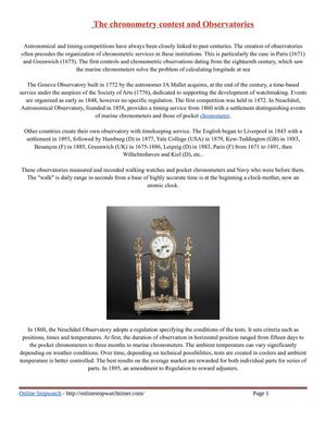 The chronometry contest and Observatories