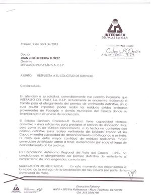 Carta negativa de Yotoco, publica www.periodicovirtual.com