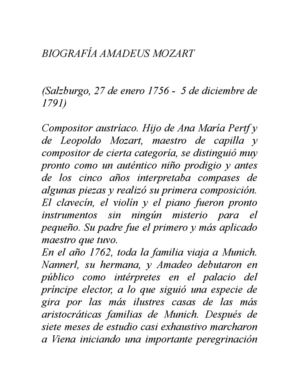 BIOGRAFÍA AMADEUS MOZART