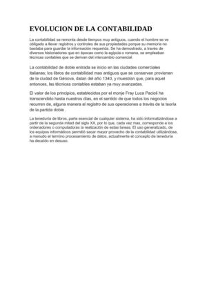 EVOLUCION DE LA CONTABILIDAD
