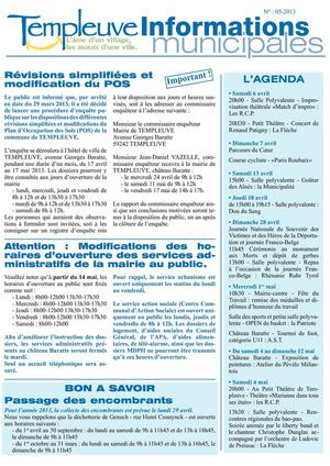 Informations municipales de Templeuve - N°5-2013 