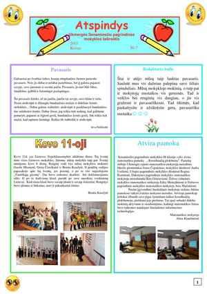 Ukmergės Senamiesčio pagr. mokyklos laikraštis Atspindys Nr. 7