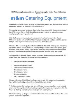 M&M Catering Equipment is now the catering supplier for the Wales Millennium Centre 