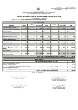 ENCERRAMENTO DA ANÁLISE FINANCEIRA DAS CONTAS DO PDDE 2012