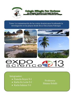 La contaminación de las costas dominicanas focalizando la investigación en las playas desde Boca Chica hasta Palenque