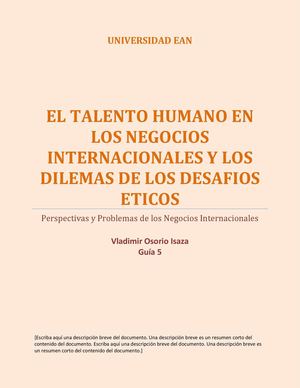 Guía 5, El talento Humano en los Neg. Internacionales