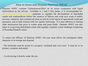 How to Store and Dispose Hammer 400 EC
