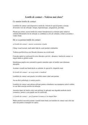 Informatii importante despre lentile de contact