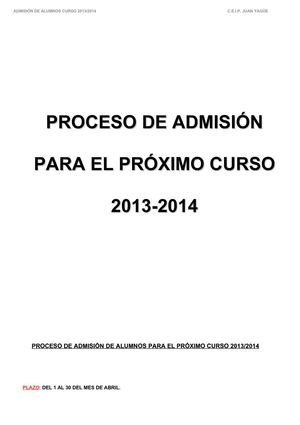 PROCESO DE ADMISIÓN