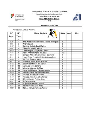 Lista Nominal - 3º B