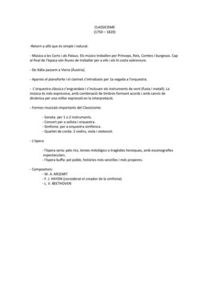 resum del Classicisme