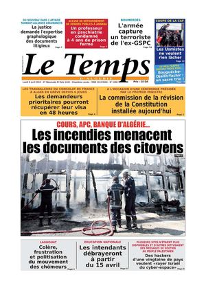 Le Temps d'Algérie Edition du Lundi 08 Avrile 2013