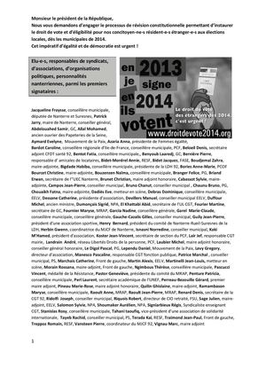 Droit de vote 2014 :  500 Nanterriens parmi les premiers signataires