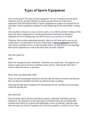 Types of Sports Equipment