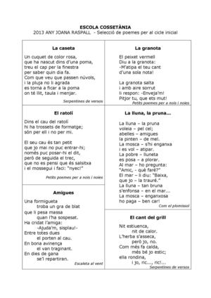 Selecció de poesies de Joana Raspall