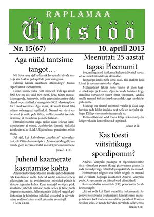 Raplamaa Ühistöö nr 15 (67), 10. aprill 2013