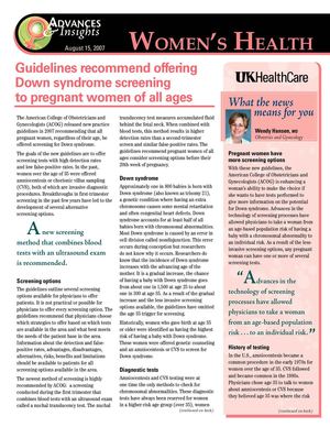 Recommended Down Syndrome Screening for Pregnant Women of all Ages