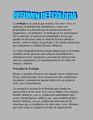 resumen de ecologia