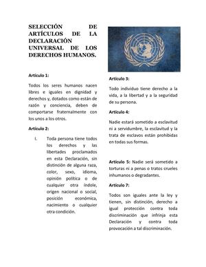 Fragmento de la Declaración de los Derechos Humanos