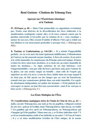René Guénon - Citations du Tchoang-Tseu