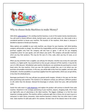 Why to choose Soda Machines to make Money?