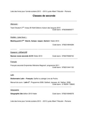 Manuels scolaires en usage en seconde