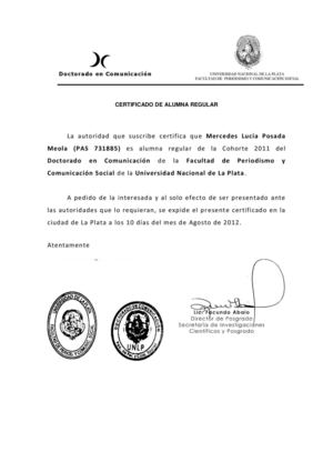 1. Constancia de inscripción en el doctorado  UNLP