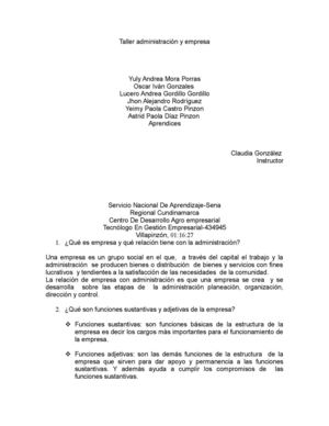 Taller administración y empresa.