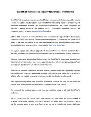 SendThisFile increases security for personal file transfers