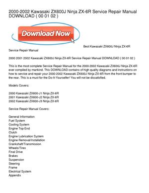 Calaméo 2000 2002 Kawasaki Zx600j Ninja Zx 6r Service Repair