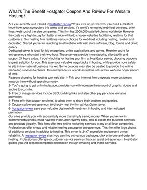 What's The Benefit Hostgator Coupon And Review For Website Hosting_