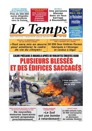 Le Temps d'Algérie Edition du Samedi 13 Avrile 2013