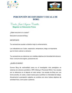 PERCEPCIÓN DE ESFUERZO Y ESCALA DE BORG