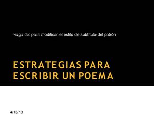 ESTRATEGIAS PARA ESCRIBIR UN POEMA