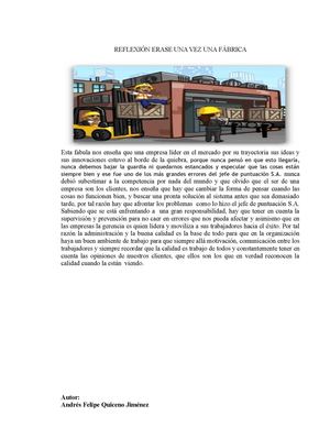 reflexión "erase una vez una fabrica"