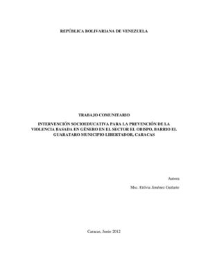 INTERVENCIÓN SOCIOEDUCATIVA PARA LA PREVENCIÓN DE LA VIOLENCIA BASADA EN GÉNERO EN EL SECTOR EL OBISPO, BARRIO EL GUARATARO MUNICIPIO LIBERTADOR, CARACAS