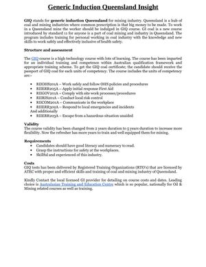 GIQ - General Induction Queensland Course For Coal Training in Queensland
