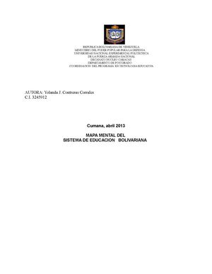 Mapa Mental Organización del Sistema de  Educación Bolivariana como Continuo Humano y su Interrelacion con las TICL