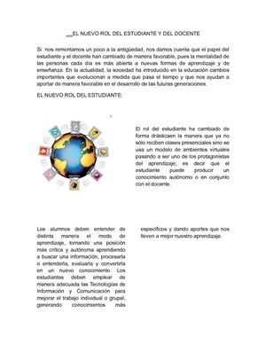 EL NUEVO ROL DEL ESTUDIANTE Y DEL DOCENTE