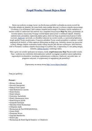 Zespół muzyczny Poznań Wielkopolska Dejavu Band