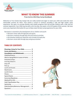 What to Know for Summer Day Camp Handbook