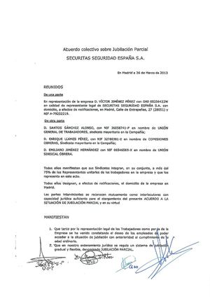 Acuerdo colectivo sobre jubilación parcial